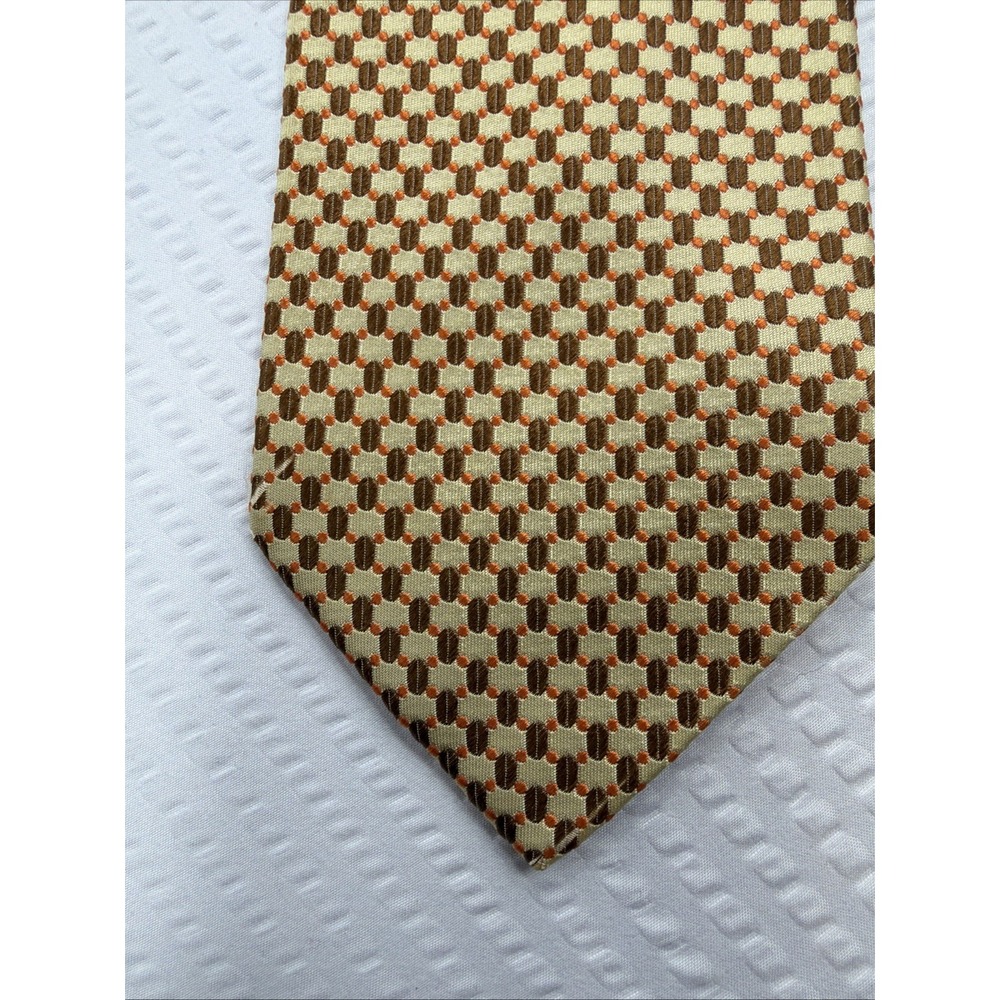 Ermenegildo Zegna Silk Tie Italian Jacquard Geometric Sartorial Vintage